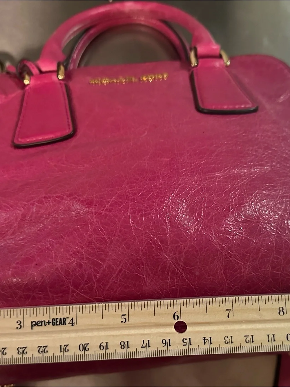 Michael Kors Fuchsia Leather Satchel with Gold Hardware